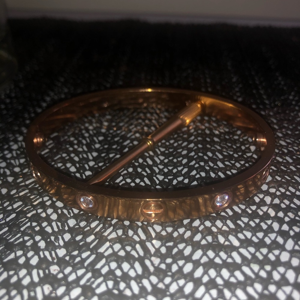 Rose gold screw on love bracelet